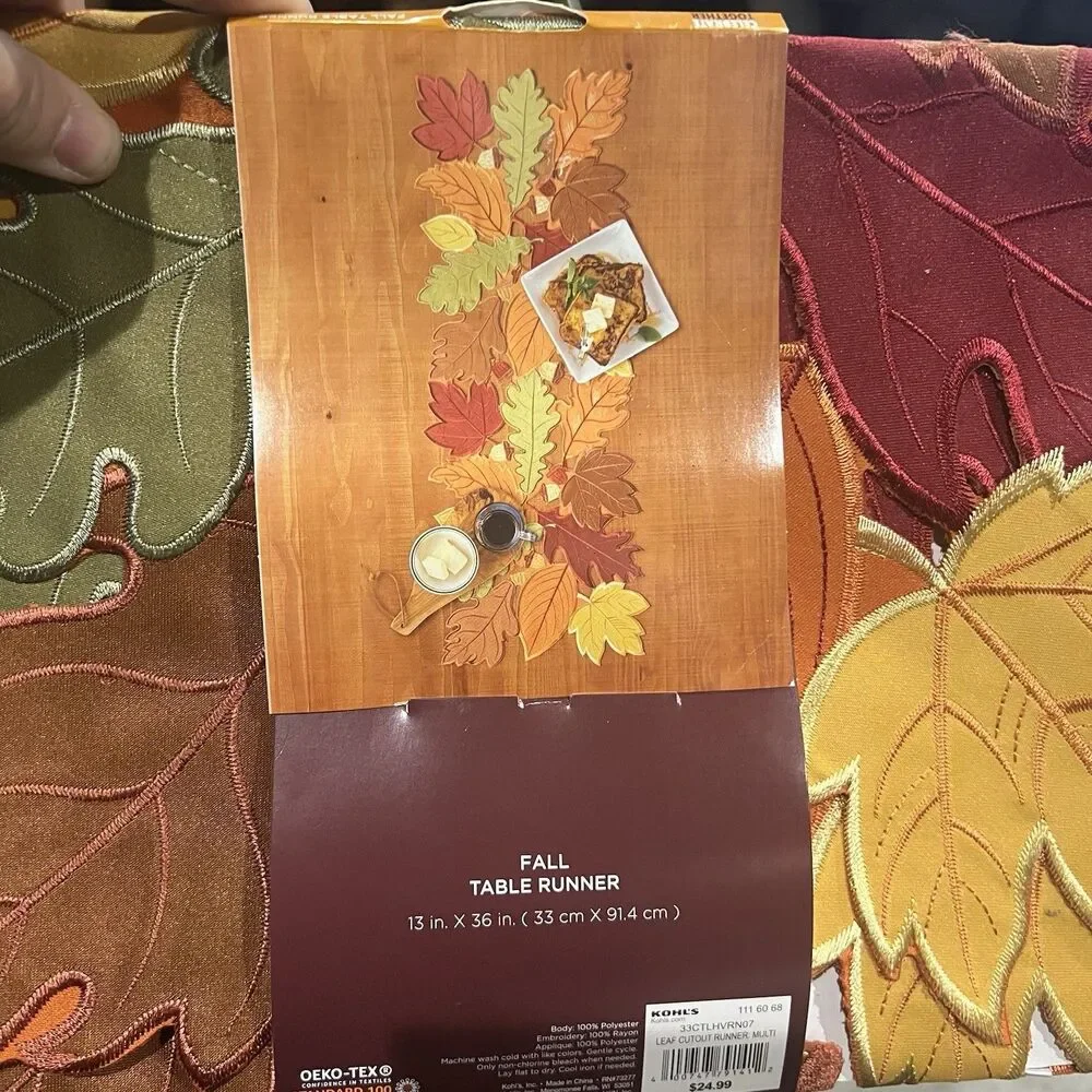 Celebrate Fall Together Autumn Fall Leaf Cut Out Table Runner 13